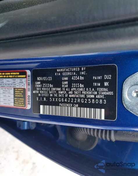 2024 Kia K5 Gt Line из США, поврежденный, VIN 5XXG64J22RG258083